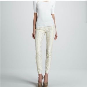 7 For All Mankind Gold Snakeskin Jeans 31" Inseam